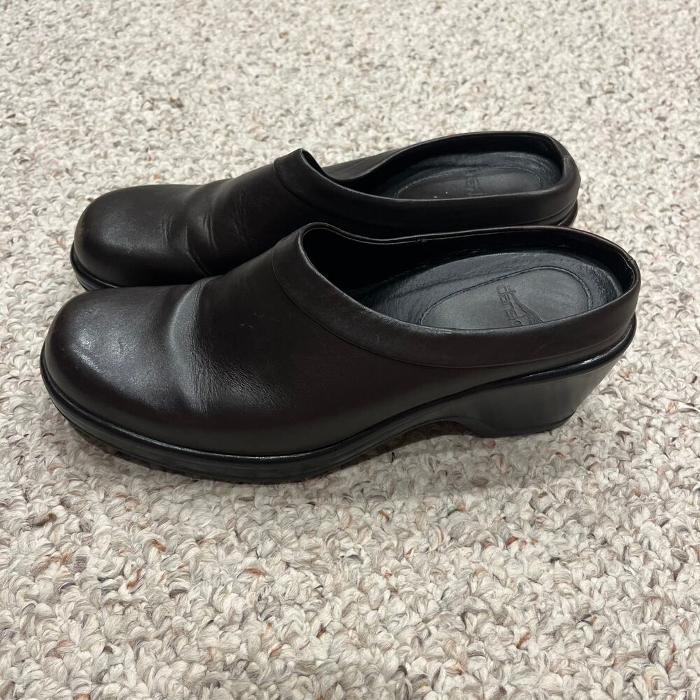 Dansko Brown Leather Clogs Sz EU 41 US 11 Casual Comfort Slip On Professional
